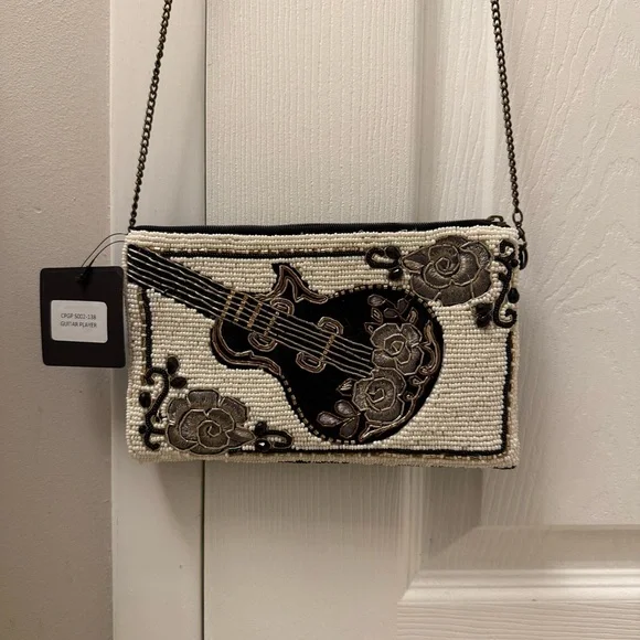 NWT Mary Frances Hand-Beaded Guitar Crossbody Mini clutch Purse - Picture 2 of 9